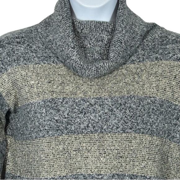 Tommy Hilfiger Cowl Neck Grey Marble Metallic Stripe Split Side Sweater Size XS - Picture 3 of 14